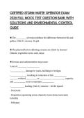 CERTIFIED STORM WATER OPERATOR EXAM 2026 FULL MOCK TEST QUESTION BANK WITH SOLUTIONS AND ENVIRONMENTAL CONTROL GUIDE&period;pdf&NewLine;&NewLine;