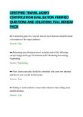 CERTIFIED TRAVEL AGENT CERTIFICATION EVALUATION VERIFIED QUESTIONS AND SOLUTIONS FULL REVIEW PACK&period;pdf&NewLine;&NewLine;
