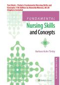 Test Bank - Timby's Fundamental Nursing Skills and&NewLine;Concepts 11th Edition by Donnelly-Moreno &vert; ISBN-13 978-1496327628 &vert;  All 1- 38 Chapters Included 