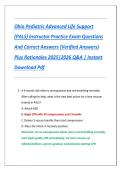 Ohio PALS Instructor Practice Exam 2025&sol;2026 &vert; Pediatric Advanced Life Support Questions & Answers with Rationales &vert; PDF