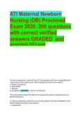 ATI Maternal Newborn Nursing &lpar;OB&rpar; Proctored Exam 2026&period; 300 questions with correct verified answers