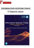 Test Bank for Information Systems Today&comma; 9th Edition &vert; Joseph Valacich & Christoph Schneider &vert; Complete