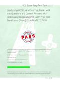 Leadership HESI Exam Prep Test Bank 1 with &NewLine;200 Questions and Correct Answers with &NewLine;Rationales&sol; Hesi Leadership Exam Prep Test &NewLine;Bank Latest &lpar;New&excl;&rpar;&vert; GUARANTEED PASS 