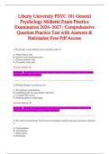 PSYC 101 General &NewLine;Psychology Midterm Exam Practice &NewLine;Examination 2026&ndash;2027 &vert; Comprehensive &NewLine;Question Practice Test with Answers & &NewLine;Rationales&vert; Free Pdf Access