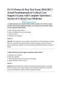 FCCS Pretest & Post Test Exam 2026&sol;2027 &vert; Actual Fundamentals of Critical Care Support Exams with Complete Questions &vert; Society of Critical Care Medicine