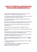 NURS 310 PHARM FINAL EXAM QUESTIONS WITH ACCURATE ANSWERS RATED A&plus;