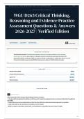 WGU D265 Critical Thinking&comma; Reasoning and Evidence Practice Assessment Questions & Answers 2026-2027 Verified Edition
