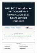 WGU D322 Introduction to IT Questions & Answers 2026-2027 Latest Verified Questions