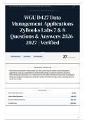 WGU D427 Data Management Applications ZyBooks Labs 7 & 8 Questions & Answers 2026-2027 Verified