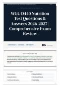 WGU D440 Nutrition Test Questions & Answers 2026-2027 Comprehensive Exam Review &lpar;1&rpar;