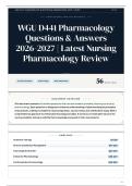 WGU D441 Pharmacology Questions & Answers 2026-2027 Latest Nursing Pharmacology Review