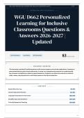 WGU D662 Personalized Learning for Inclusive Classrooms Questions & Answers 2026-2027 Updated