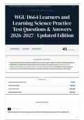 WGU D664 Learners and Learning Science Practice Test Questions & Answers 2026-2027 Updated Edition