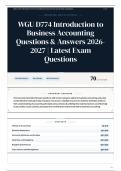 WGU D774 Introduction to Business Accounting Questions & Answers 2026-2027 Latest Exam Questions