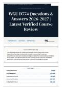 WGU D774 Questions & Answers 2026-2027 Latest Verified Course Review
