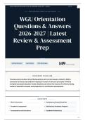 WGU Orientation Questions & Answers 2026&sol;2027 Latest Review & Assessment Prep