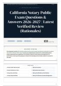 California Notary Public Exam Questions & Answers 2026-2027 Latest Verified Review &lpar;Rationales&rpar;