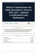 Alberta Commissioner for Oaths Questions & Answers 2026-2027 Updated Certification Exam &lpar;Rationales&rpar;