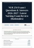 NUR 254 Exam 1 Questions & Answers 2026-2027 Latest Nursing Exam Review &lpar;Rationales&rpar;