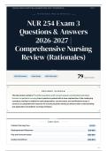 NUR 254 Exam 3 Questions & Answers 2026-2027 Comprehensive Nursing Review &lpar;Rationales&rpar;