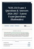 NUR 254 Exam 4 Questions & Answers 2026-2027 Latest Exam Questions &lpar;Rationales&rpar;