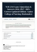 NUR 254 Exam 3 Questions & Answers 2026-2027 100&percnt; &vert; Correct Updated Edition Galen College of Nursing &lpar;Rationales&rpar;