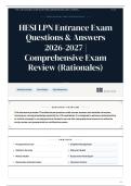 HESI LPN Entrance Exam Questions & Answers 2026&sol;2027 Comprehensive Exam Review &lpar;Rationales&rpar;