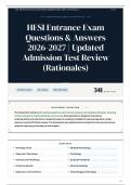 HESI Entrance Exam Questions & Answers 2026&sol;2027 Updated Admission Test Review &lpar;Rationales&rpar;