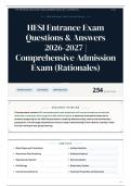 HESI Entrance Exam Questions & Answers 2026&sol;2027 Comprehensive Admission Exam &lpar;Rationales&rpar;