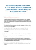 CWB Welding Inspector Level 3 Exam ACTUAL EXAM 2026&sol;2027 &vert; 100 Questions Answers Rationales &vert; Verified Q&A &vert; Pass Guaranteed - A&plus; Graded&NewLine;&NewLine;