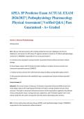 APEA 3P Predictor Exam ACTUAL EXAM 2026&sol;2027 &vert; Pathophysiology Pharmacology Physical Assessment &vert; Verified Q&A &vert; Pass Guaranteed - A&plus; Graded&NewLine;&NewLine;