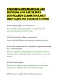 COMMUNICATION IN NURSING 10TH&NewLine;EDITION BY JULIA BALZER RILEY&NewLine;CERTIFICATION EVALUATION LATEST&NewLine;STUDY GUIDE AND ACCURATE ANSWERS