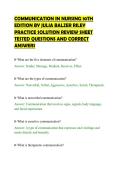 COMMUNICATION IN NURSING 10TH&NewLine;EDITION BY JULIA BALZER RILEY&NewLine;PRACTICE SOLUTION REVIEW SHEET&NewLine;TESTED QUESTIONS AND CORRECT&NewLine;ANSWERS