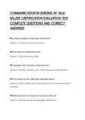 COMMUNICATION IN NURSING BY JULIA&NewLine;BALZER CERTIFICATION EVALUATION TEST&NewLine;COMPLETE QUESTIONS AND CORRECT&NewLine;ANSWERS