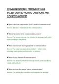 COMMUNICATION IN NURSING BY JULIA&NewLine;BALZER UPDATED ACTUAL QUESTIONS AND&NewLine;CORRECT ANSWERS
