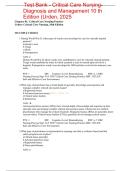 Test Bank for Critical Care Nursing&colon; Diagnosis and Management 10th Edition by Urden &ndash; Comprehensive Exam Preparation Study Guide