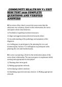 COMMUNITY HEALTH RN V1 EXIT&NewLine;HESI TEST 2026 COMPLETE&NewLine;QUESTIONS AND VERIFIED&NewLine;ANSWERS 