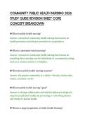 COMMUNITY PUBLIC HEALTH NURSING 2026&NewLine;STUDY GUIDE REVISION SHEET CORE&NewLine;CONCEPT BREAKDOWN