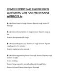 COMPLEX PATIENT CASE SHADOW HEALTH&NewLine;2026 NURSING CARE PLAN AND RATIONALE&NewLine;WORKBOOK A&plus;