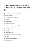 COMPLEX PATIENT CASE SHADOW HEALTH&NewLine;COMPLETION 2026 COMPLETE STUDY GUIDE&NewLine;A&plus;
