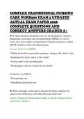 COMPLEX TRANSITIONAL NURSING&NewLine;CARE NURB390 EXAM 3 UPDATED&NewLine;ACTUAL EXAM PAPER 2026&NewLine;COMPLETE QUESTIONS AND&NewLine;CORRECT ANSWERS GRADED A&plus;