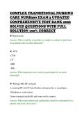 COMPLEX TRANSITIONAL NURSING&NewLine;CARE NURB390 EXAM 3 UPDATED&NewLine;COMPREHENSIVE TEST BANK 2026&NewLine;SOLVED QUESTIONS WITH FULL&NewLine;SOLUTION 100&percnt; CORRECT