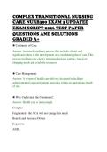 COMPLEX TRANSITIONAL NURSING&NewLine;CARE NURB390 EXAM 3 UPDATED&NewLine;EXAM SCRIPT 2026 TEST PAPER&NewLine;QUESTIONS AND SOLUTIONS&NewLine;GRADED A&plus; 