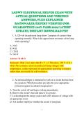 LADWP ELECTRICAL HELPER EXAM WITH &NewLine;ACTUAL QUESTIONS AND VERIFIED &NewLine;ANSWERS&comma; PLUS EXPLAINED &NewLine;RATIONALES&sol;EXPERT VERIFIED FOR &NewLine;GUARANTEED 100&percnt; PASS 2026&sol;LATEST &NewLine;UPDATE&sol;INSTANT DOWNLOAD PDF 