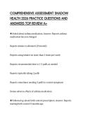 COMPREHENSIVE ASSESSMENT SHADOW&NewLine;HEALTH 2026 PRACTICE QUESTIONS AND&NewLine;ANSWERS TOP REVIEW A&plus;
