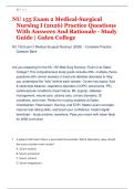 NU 155 Exam 2 Medical-Surgical &NewLine;Nursing I &lpar;2026&rpar; Practice Questions &NewLine;With Answers And Rationale - Study &NewLine;Guide &vert; Galen College