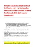 Maryland Volunteer Firefighter Recruit &NewLine;Certification Exam Practice Questions &NewLine;And Correct Answers &lpar;Verified Answers&rpar; &NewLine;Plus Rationale 2026 Q&A&vert; Instant &NewLine;Download Pdf 