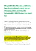 Maryland Victim Advocate Certification &NewLine;Exam Practice Questions And Correct &NewLine;Answers &lpar;Verified Answers&rpar; Plus &NewLine;Rationale 2026 Q&A&vert; Instant Download &NewLine;Pdf 