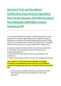 Maryland Tool and Die Maker &NewLine;Certification Exam Practice Questions &NewLine;And Correct Answers &lpar;Verified Answers&rpar; &NewLine;Plus Rationale 2026 Q&A&vert; Instant &NewLine;Download Pdf