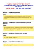 ALBERTA WELDING FIRST YEAR FINAL AIT&NewLine;EXAMINATION COMPLETE QUESTIONS AND DETAILED&NewLine;SOLUTIONS&NewLine;LATEST UPDATE THIS YEAR JUST RELEASED